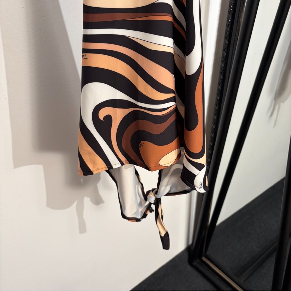 Emilio Pucci Brown, Black & Cream Swirl Halter Crop Top - Picture 4 of 8